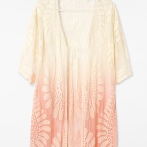 Elegant Cream and Pink Swim Cover-Up